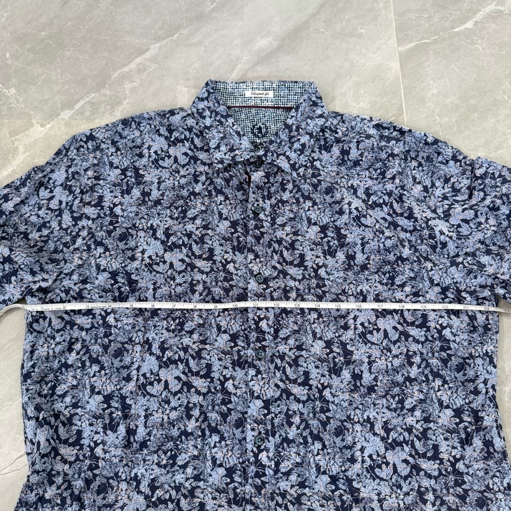 Men’s Bugatchi Floral Patterned Long Sleeve Button Down Dress Shirt Shaped Fit - Picture 14 of 16